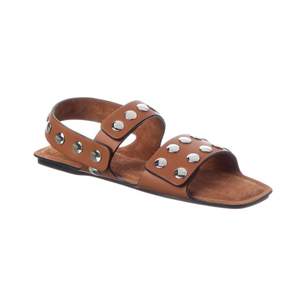 Khaite Boden Leather Flat Sandal, Brown